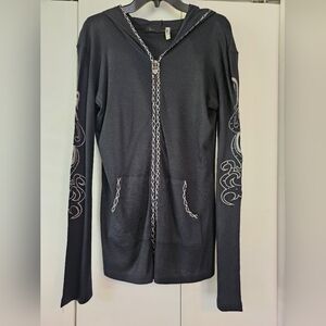 Black Hoodie with White Embroidery